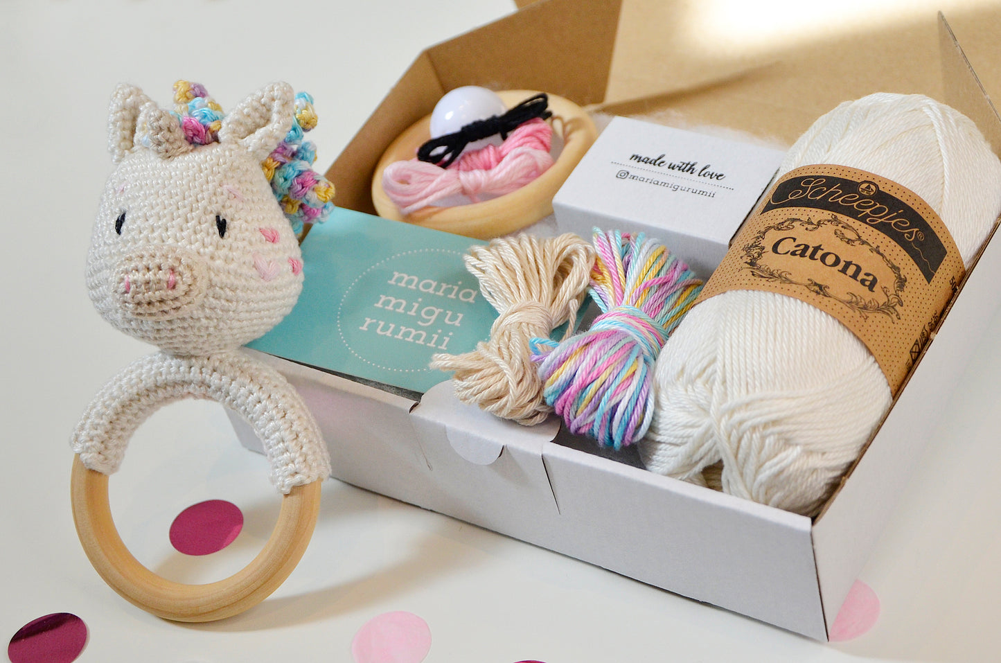Häkelset Einhorn Rassel Mariamigurumii