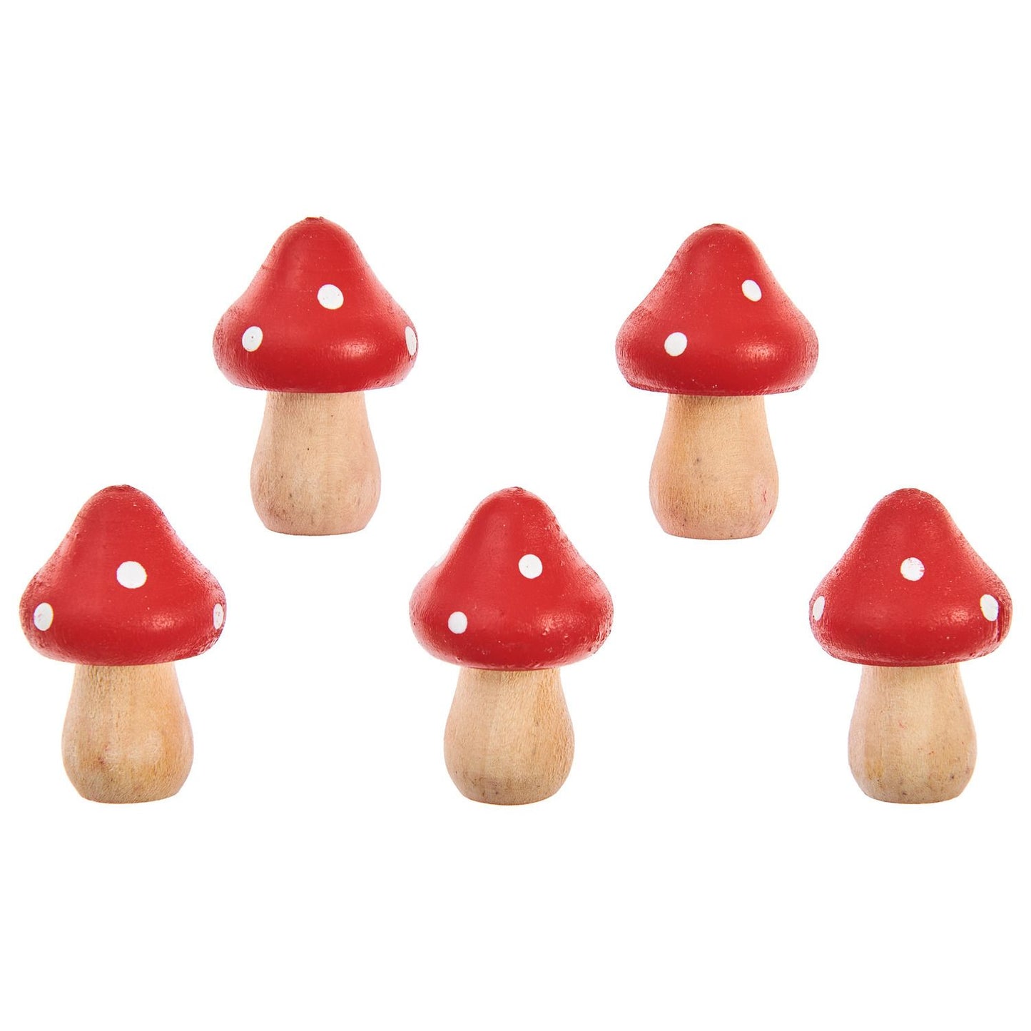 Rico Kleine houten paddenstoelen rood/wit 5 stuks 3 x 2,2 cm