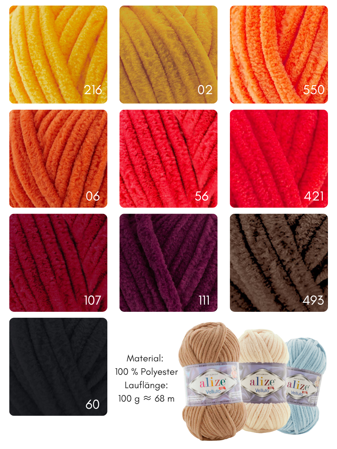 Fil chenille Alize Velluto 100% micropolyester 100 g / 68 m
