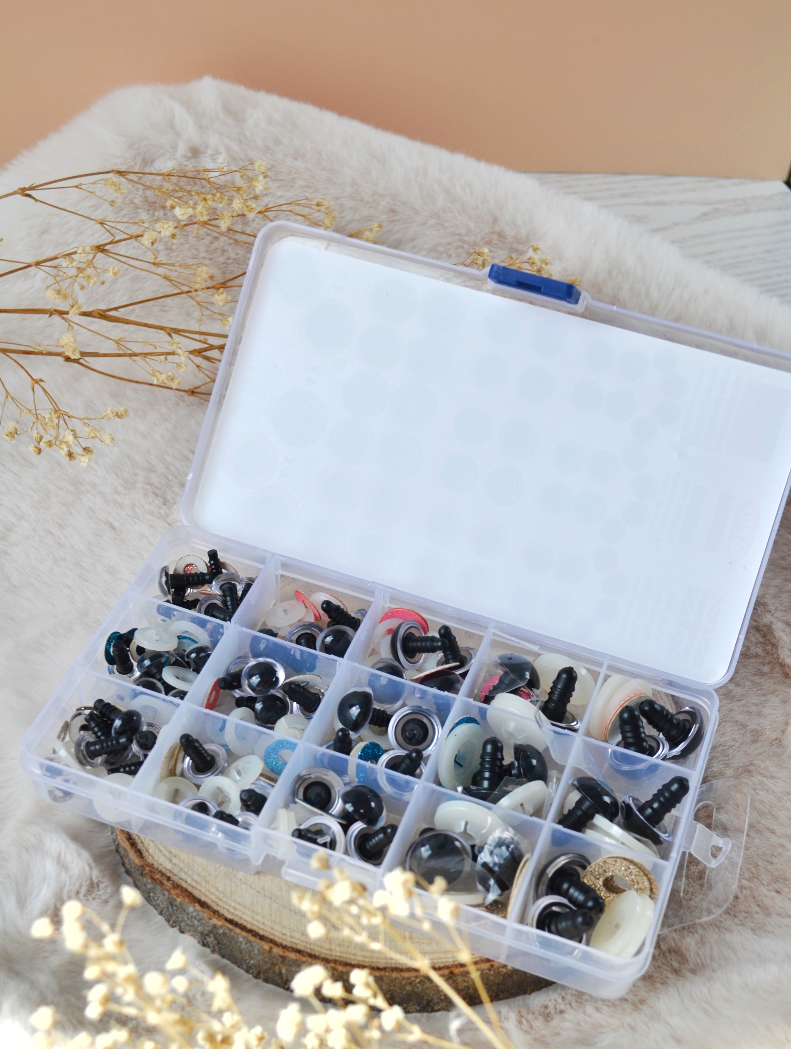 Opty Sicherheitsaugen Glitzer Set 60-teilig