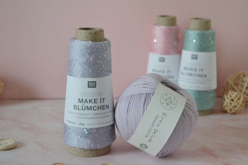 Rico Creative Make It Blümchen Beilaufgarn mit Blumenpailetten 25 g 375 m