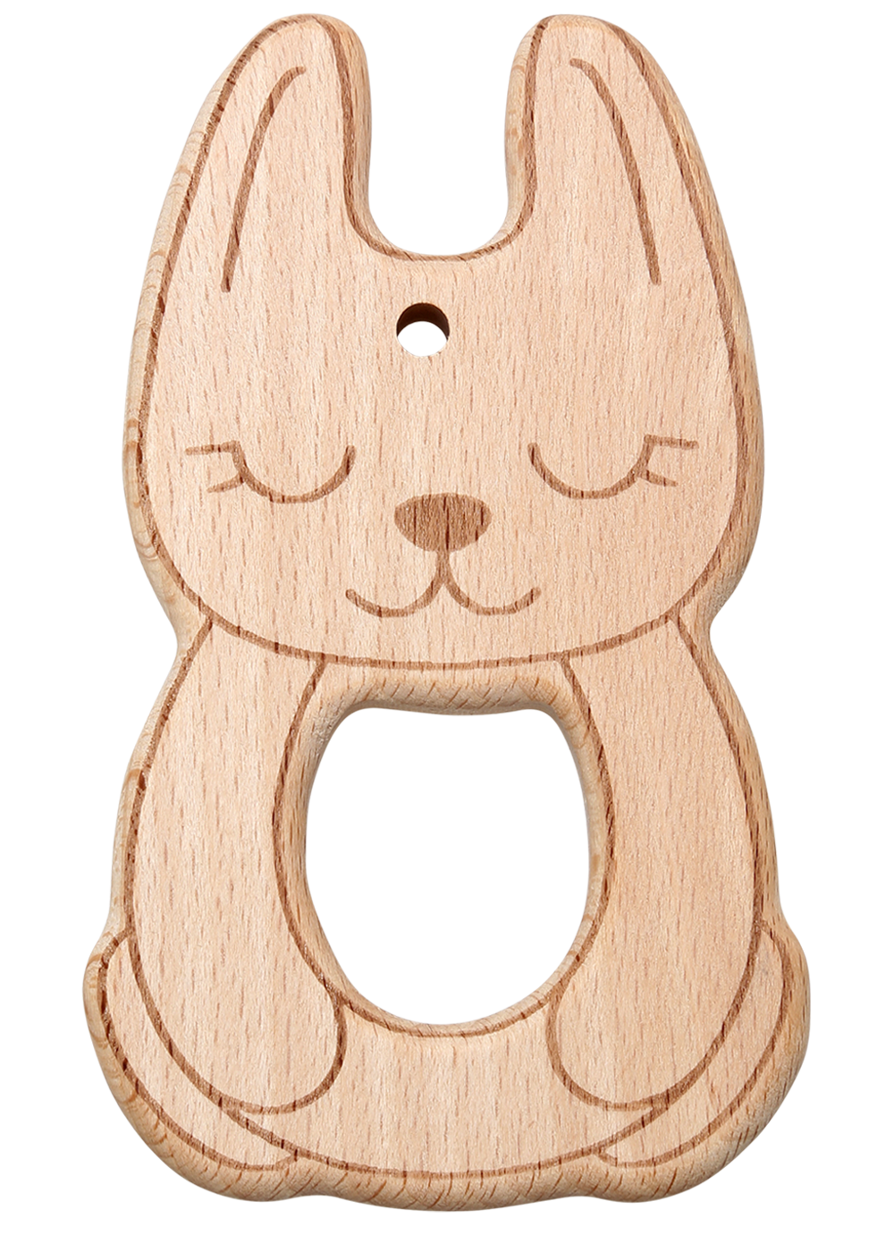 Holzgriff Beißring mit Tiermotiven