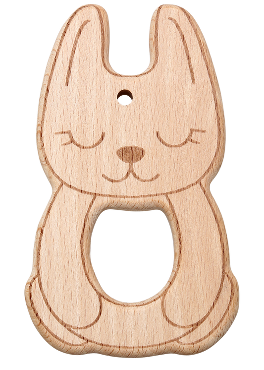 Holzgriff Beißring mit Tiermotiven