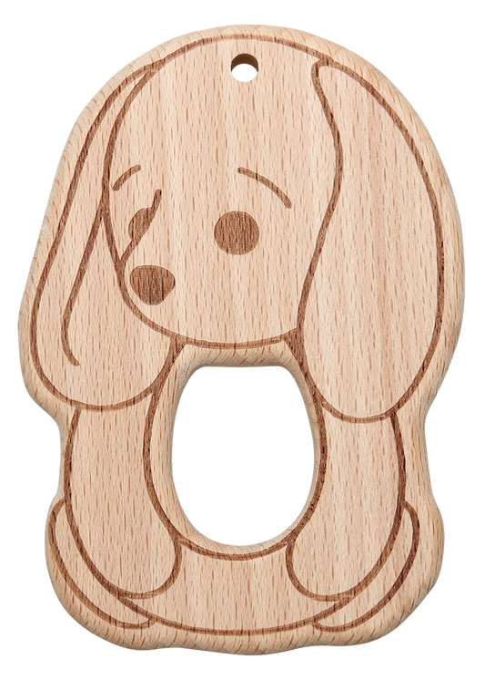 Holzgriff Beißring mit Tiermotiven