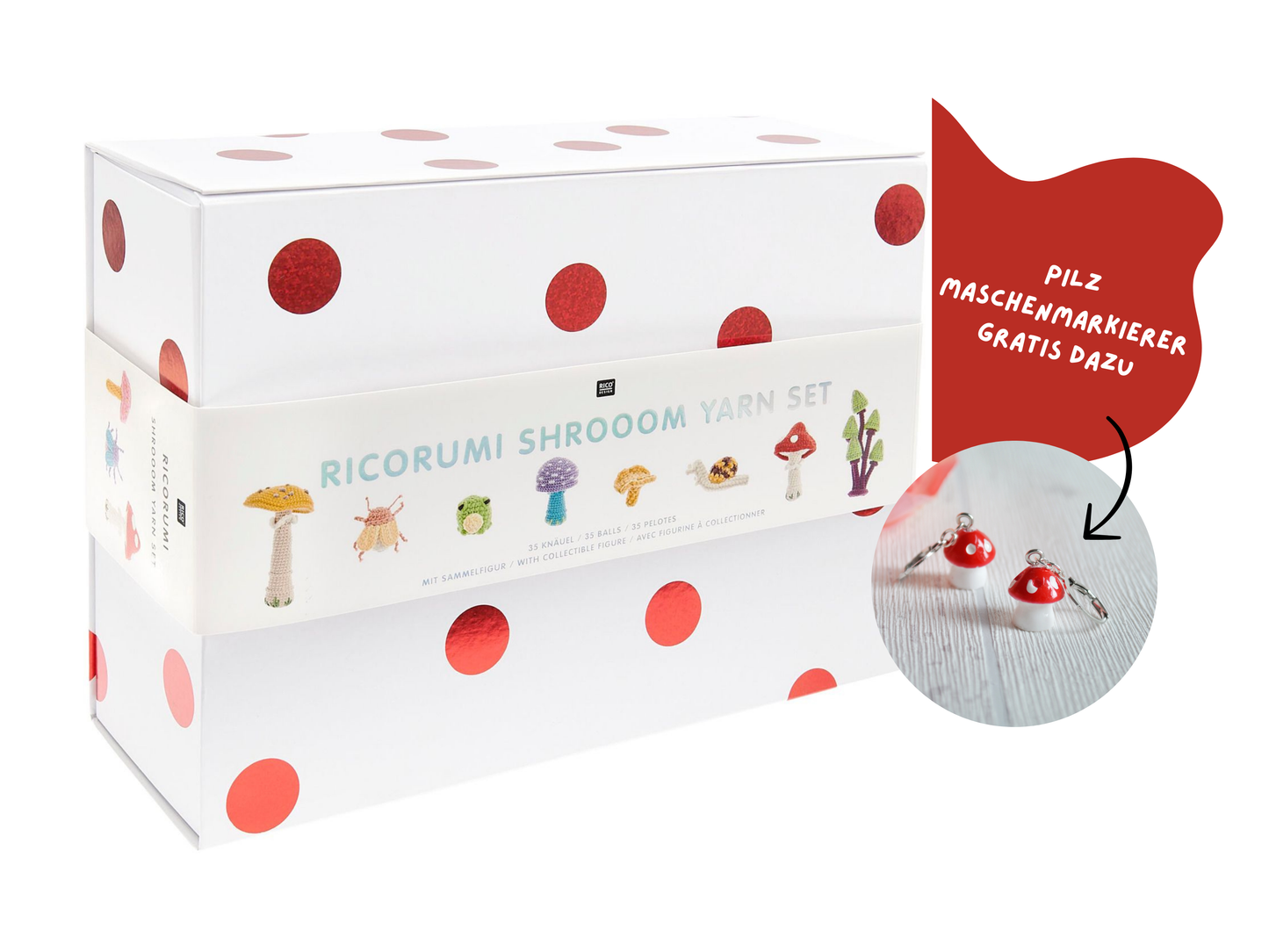 Ricorumi Shrooom Häkelbox 35er Set Pilze Gratis Maschenmarkierer