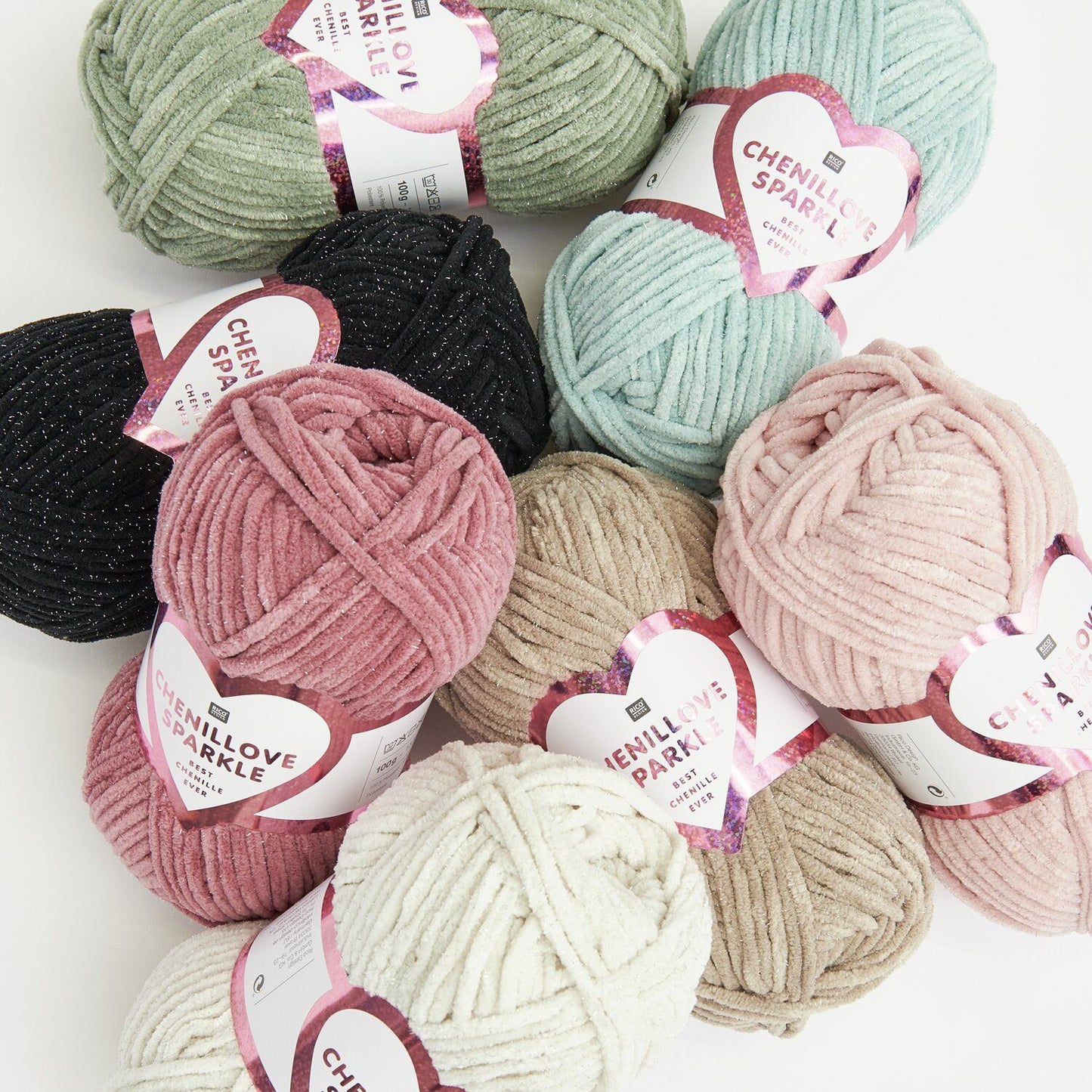 Rico Chenillove Sparkle - das Chenillegarn mit Glitzereffekt 100 g 110 m