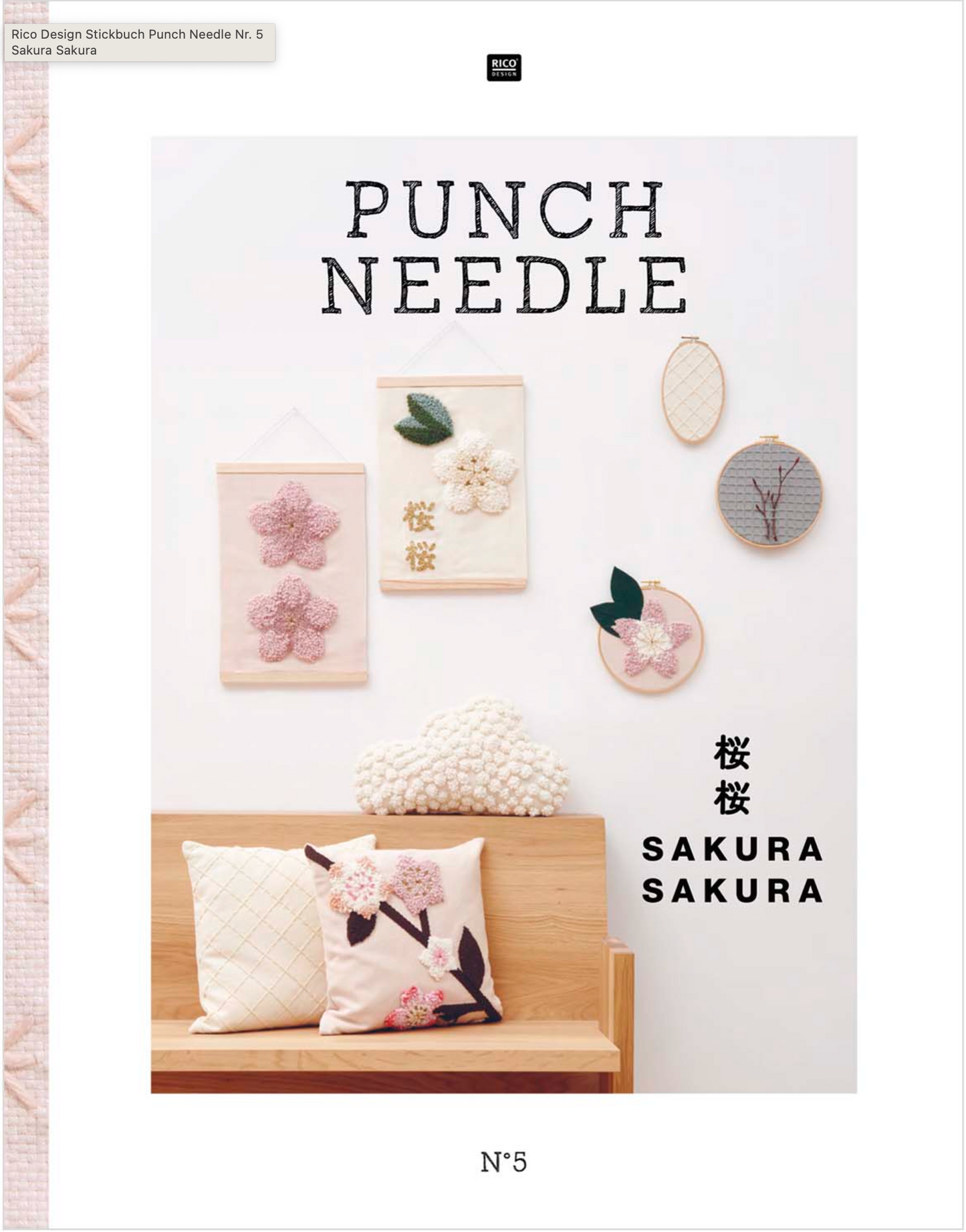 Rico Design Stickbuch Punch Needle Nr. 5 Sakura Sakura Kirschblüte