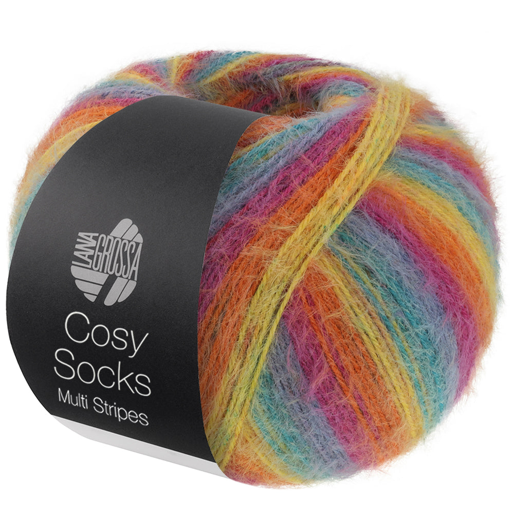 Lana Grossa Cosy Socks Multi Stripes Flauschiges Sockengarn mit Streifen