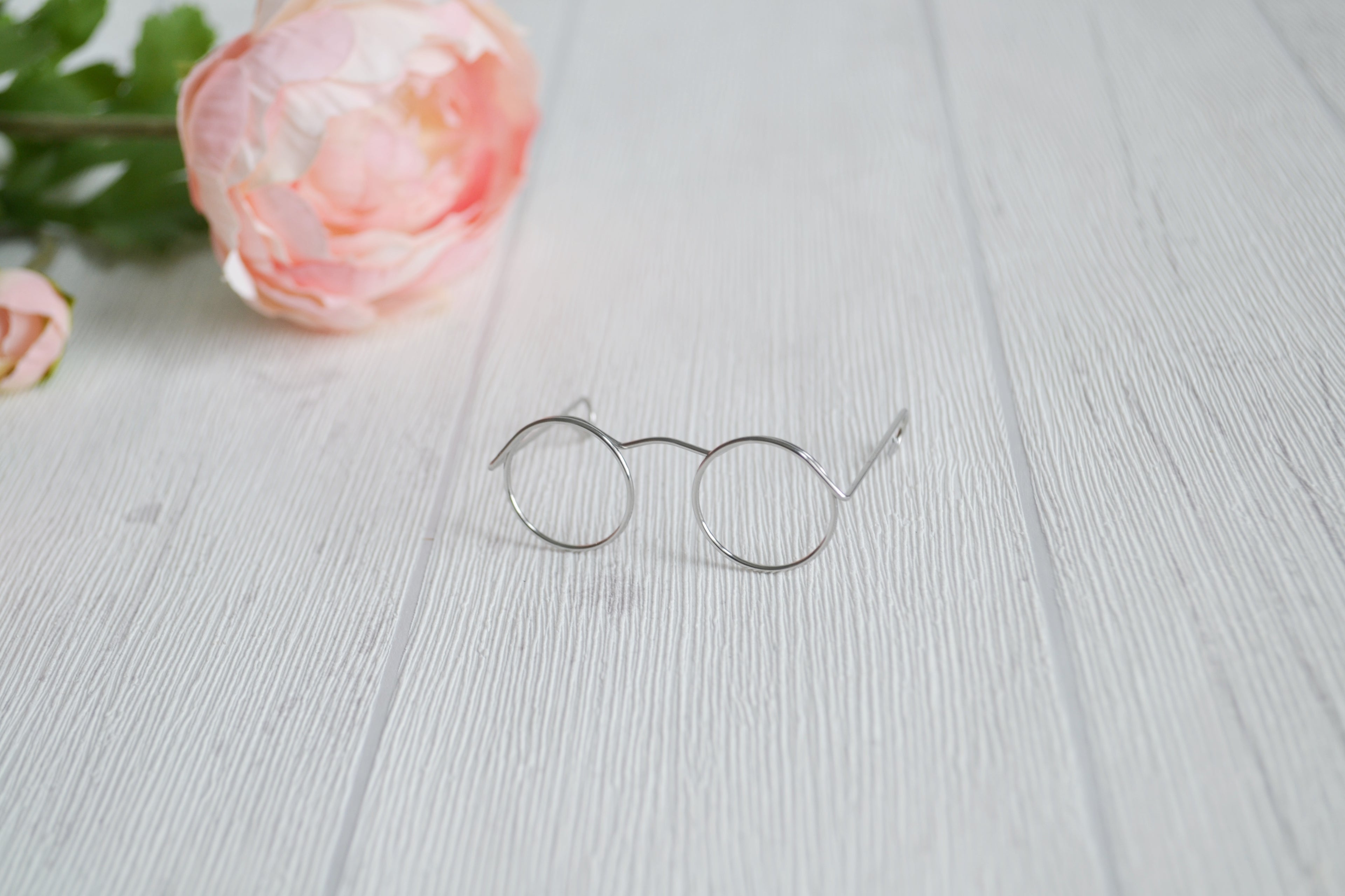 Puppenbrillen Brille für Stofftiere Metall in Schwarz Gold Silber