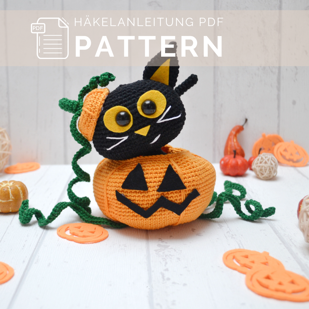 Salem im Halloweenkürbis PDF Amigurumi Anleitung Deutsch